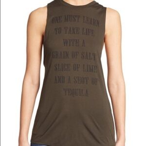 Haute Hippie Military Green Chain Back Tank Top Tequila size XS